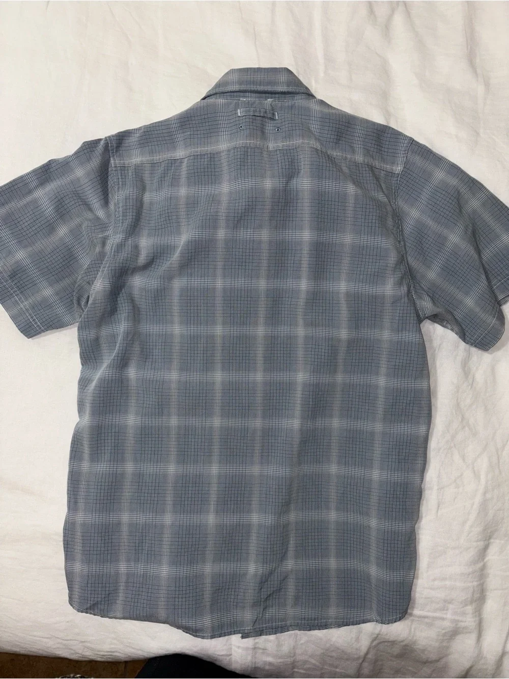 The North Face Men's Short-Sleeve Gray Plaid Button-Down Shirt